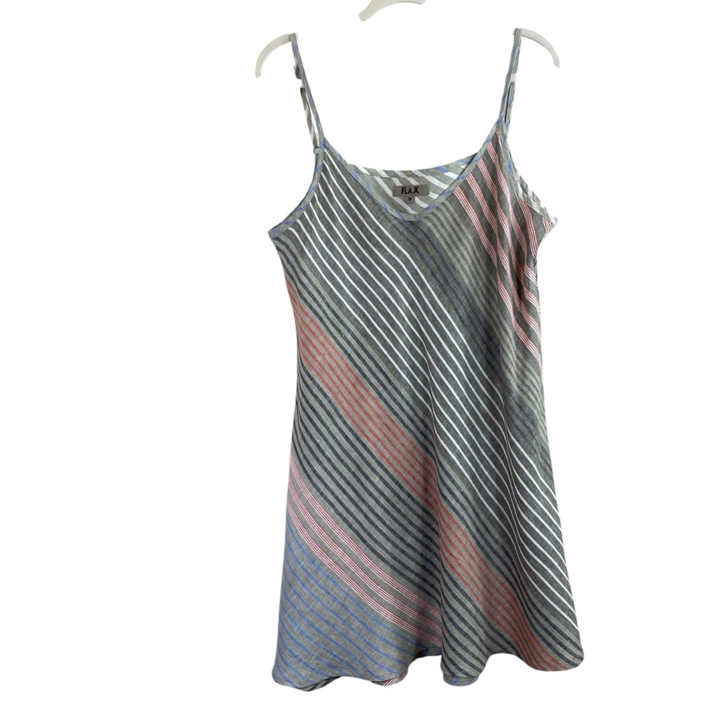 Flax Striped Mini Dress - Blue, Pink, and Gray